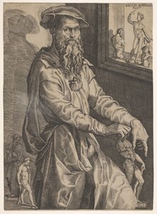Portret Baccio Bandinellego, w trzech czwartych długości obok szyby zawiera..., ca. 1540-48. autorstwa Niccolo della Casa