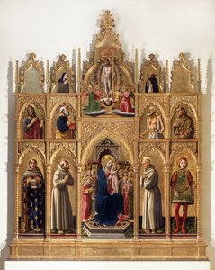 Madonna na tronie z Dzieciątkiem, Aniołami i Świętymi (Poliptyk Cagli) autorstwa Niccolo di Liberatore