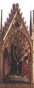 Madonna z Dzieciątkiem ze świętymi (tempera na panelu)
