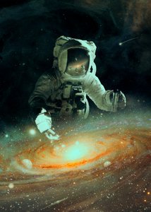 Astronauta nad galaktyką