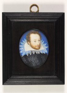 Dżentelmen zwany hrabią Essex (akwarela na kości słoniowej) autorstwa Nicholas (school of) Hilliard