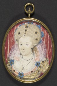 Anna z Danii, ok. 1600 (gwasz na welinie nałożony na karton) autorstwa Nicholas (studio of) Hilliard