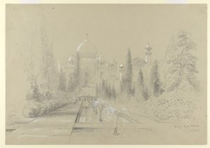 Taj Mahal, Agra, 24 stycznia 1870 (ołówek z białym podwyższeniem na papierze)