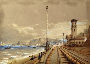 Kolej atmosferyczna w Dawlish, ok. 1850 r. (akwarela na papierze) autorstwa Nicholas Condy