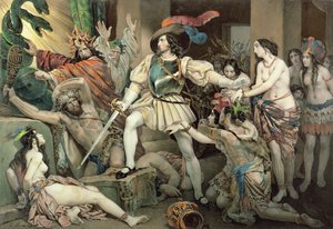 Podbój Meksyku: Hernando Cortes (1485-1547) przeciwstawia się składaniu ofiar z ludzi autorstwa Nicholas Eustache Maurin