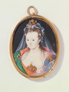 Miniatura Arabelli Stuart, księżnej Lennox, 1593 (wc na welinie) autorstwa Nicholas Hilliard