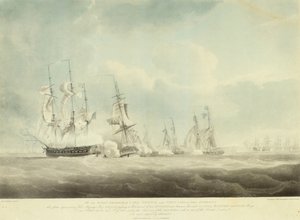 HMS "Pallas" mijający po nawietrznej "La Minerve" i "La Lynx", "Palinure" i "Sylph". autorstwa Nicholas Pocock