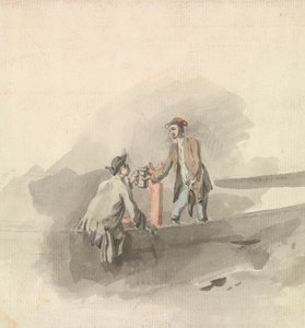 Dwóch mężczyzn w łodzi brzęczących kuflami (?) autorstwa Nicholas Pocock