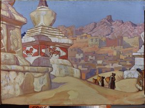 Kurier Szczęścia (z apartamentu Maitreya). Buddyzm tybetański. Praca Mikołaja Roericha (1874-1947), tempera na tekturze autorstwa Nicholas Roerich