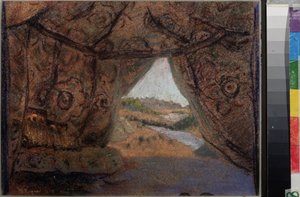 Scenografia do opery La Pskovitaine (Pskowa Panna) Mikołaja (Nikołaja) Rimskiego Korsakowa (1844-1908). Praca Mikołaja Roericha (1874-1947), pastel na tekturze autorstwa Nicholas Roerich