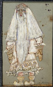 Dziadek Mróz (Dziadek Mróz, Święty Mikołaj). Projekt kostiumu do sztuki Śnieżna Panna Aleksandra Ostrovskiego (1823-1886). Praca Mikołaja Roericha (1874-1947), tempera na papierze autorstwa Nicholas Roerich