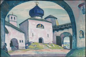 Stary Psków, dekoracje do opery Rimskiego-Korsakowa „Służąca z Pskowa”, 1922 autorstwa Nicholas Roerich