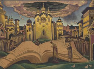 Golubinaya Kniga (Księga Gołębicy, le livre de la colombe) par Roerich, Nicholas (1874-1947). Tempera na płótnie, rozmiar : 73,5x101,5 autorstwa Nicholas Roerich