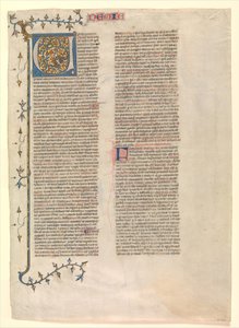 Inicjał V z komentarza Nehemiasza, jedna z sześciu ilustrowanych kart..., ca. 1360-1380. autorstwa Nicholas of Lyra