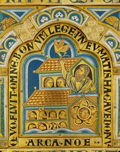 Arka Noego i przybycie gołębicy, Ołtarz Verdun ... (emalia na złoconej miedzi) autorstwa Nicholas of Verdun