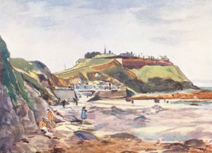 Nadmorski kurort (kolorowa litografia)