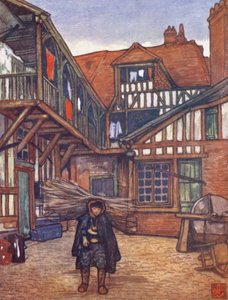 An Ancient Inn Yard (kolorowa litografia) autorstwa Nico Jungmann