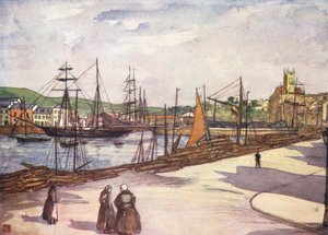 Port w Fecamp (kolorowa litografia)