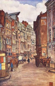Stare domy, Rouen (kolorowa litografia) autorstwa Nico Jungmann