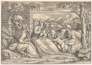 Święta Rodzina ze świętymi Elżbietą i Janem, ca. 1550.
