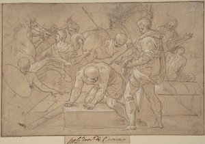 Studium kompozycji sceny historycznej dla Chapelle de Guise, XVI wiek. autorstwa Nicolò dell