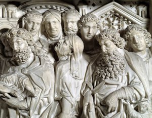 Ofiarowanie Jezusa do świątyni (Prezentacja Jezusa do świątyni) Detal Krzesło zrealizowane przez Nicola Pisano (1215/20-1278/84) (marmurowa ambona) 1260 Baptistere Saint John of Pisa (Battistero san Giovanni di Pisa), Włochy autorstwa Nicola Pisano