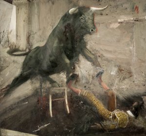 Krzesło Toro i torero, 2017 (olej na płótnie) autorstwa Nicola Pucci