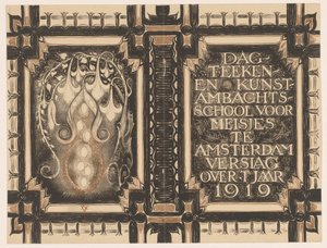 Projekt zespołu dla: Sprawozdanie Dnia Szkoły Rysunku i Rzemiosła Artystycznego dla dziewcząt w Amsterdamie ok. 1919 r. autorstwa Nicolaas van de Vecht