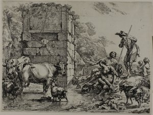 Krowa pijąca autorstwa Nicolaes Berchem