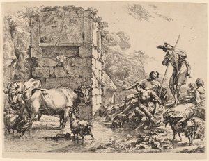 Picie krów, 1680. autorstwa Nicolaes Berchem