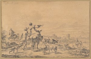Pasterze we włoskim krajobrazie autorstwa Nicolaes Berchem