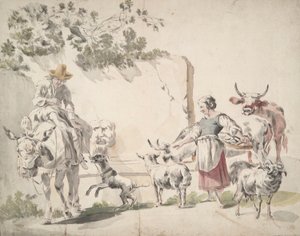 Chłopi idący na targ autorstwa Nicolaes Berchem