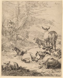 Odpoczywające stado. autorstwa Nicolaes Berchem