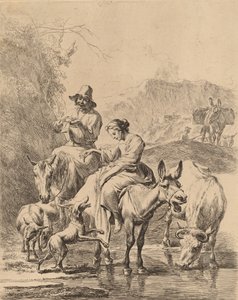 Pasterka na osiołku. autorstwa Nicolaes Berchem