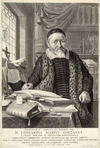 D. Leonardus Marius Goezanus, wyd. 1654 (grawerowanie) autorstwa Nicolaes Cornelisz (c.1592 1655) Moeyaert