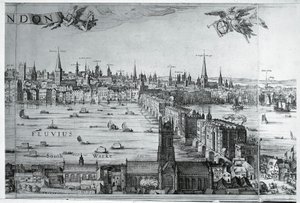 Wielka Brytania, Anglia, widok na miasto Londyn z mostem londyńskim autorstwa Nicolaes Jansz (1586 1652) Visscher