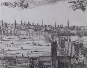 Panorama Londynu i Tamizy, część trzecia ukazująca Southwark, London Bridge i kościoły w City, ok. 1600 (patrz także 7214, 64730 i 64732)