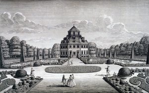 Widok na dom i ogród Frydenlund autorstwa Nicolaes Jansz Visscher