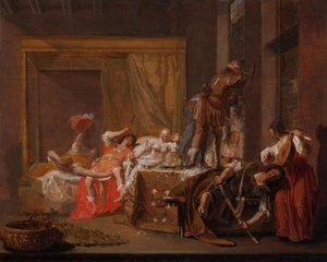 Scena z wesela Messaliny i Gajusza Silliusa Messalina i Silius przed powrotem Klaudiusza ? autorstwa Nicolaes Knüpfer