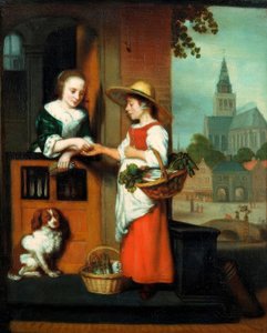 Sprzedawca warzyw autorstwa Nicolaes Maes