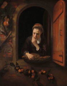 Dziewczyna przy oknie, znana jako „Marzyciel” autorstwa Nicolaes Maes