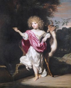 ""Portret dziewczynki z jeleniem"" (Portret dziewczynki z jeleniem) Obraz Nicolaes Maes (1634-1693), - Olej na płótnie wym. 58x49 cm Fondation Custodia autorstwa Nicolaes Maes