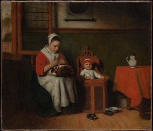 Koronkarka autorstwa Nicolaes Maes