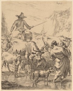 Stado przekraczające potok autorstwa Nicolaes Pietersz Berchem