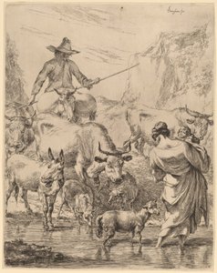 Stado przekraczające potok autorstwa Nicolaes Pietersz Berchem