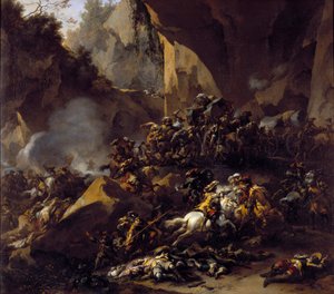 Podróżnicy zaatakowani przez rabusiów autorstwa Nicolaes Pietersz Berchem