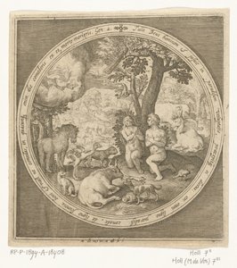Adam i Ewa w raju Od stworzenia do wygnania z raju (tytuł serii) autorstwa Nicolaes de Bruyn