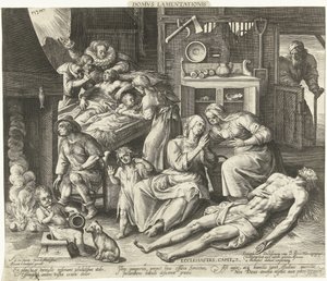 Dom pełen żałoby Domus Lamentationis (tytuł na obiekcie) autorstwa Nicolaes de Bruyn