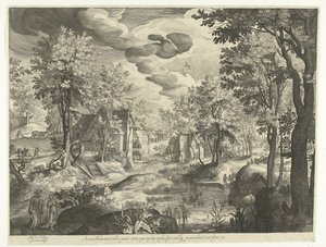 Krajobraz z Hagar i Ismaelem autorstwa Nicolaes de Bruyn