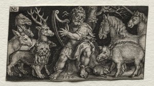 Orfeusz oczarowuje zwierzęta autorstwa Nicolaes de Bruyn